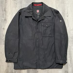 Victorinox Swiss Army Knife Black Full Zip Mens M Cotton/Nylon Jacket Overcoat